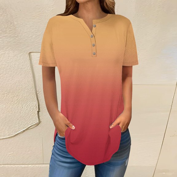 Womens Tops Short Sleeve Womens Tops 2025 Spring Neck Casual Print Tunic T Shirts Womens Tops Shirts for Women