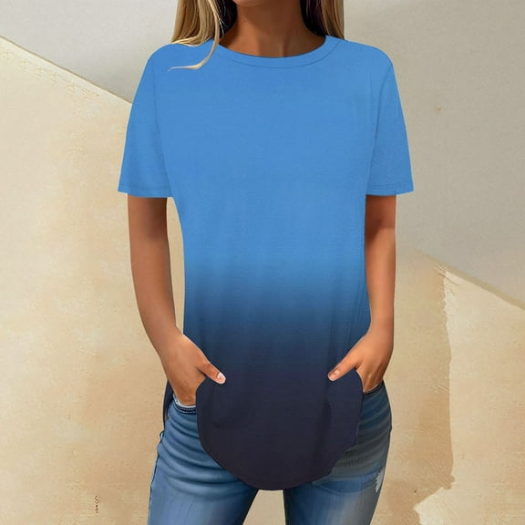 Womens Tops Short Sleeve Womens Tops 2025 Spring Neck Casual Print Tunic T Shirts Womens Tops Shirts for Women