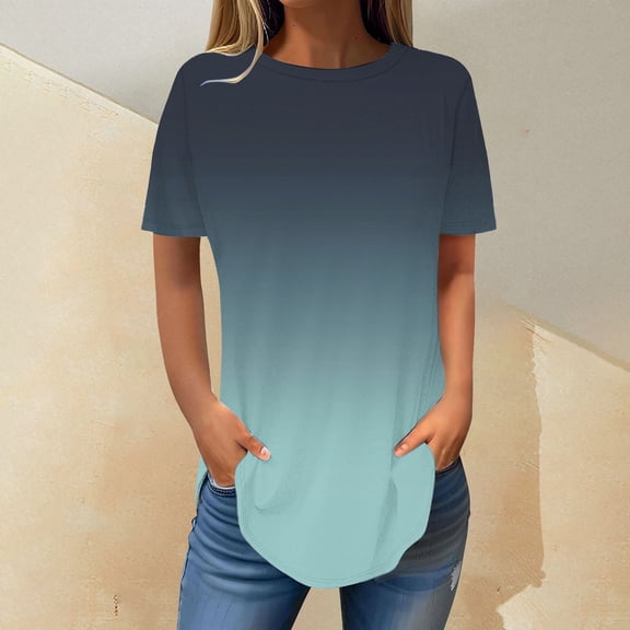 Womens Tops Short Sleeve Womens Tops 2025 Spring Neck Casual Print Tunic T Shirts Womens Tops Shirts for Women