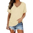 thumbnail image 1 of Womens Tops Short Sleeve s V Neck Plain Color Soft Loose Fitting Summer T Shirts Fashion Clothes Blouses Dressy Casual Women, 1 of 5