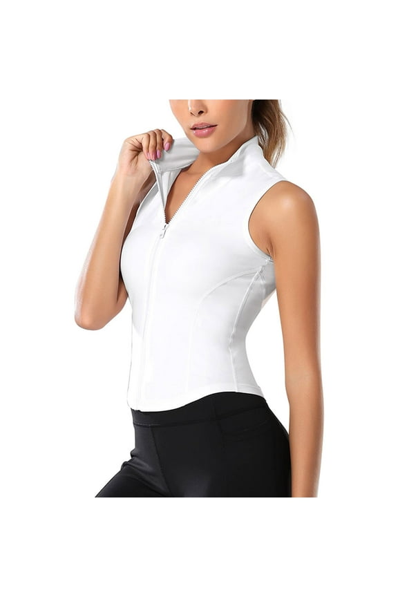 Womens Tops Sleeveless Athletic Tank Top Full Zip Up Stand Collar Slim Fit Yoga Running Fitness Exercise Top Xl Size Tank Tops for Women