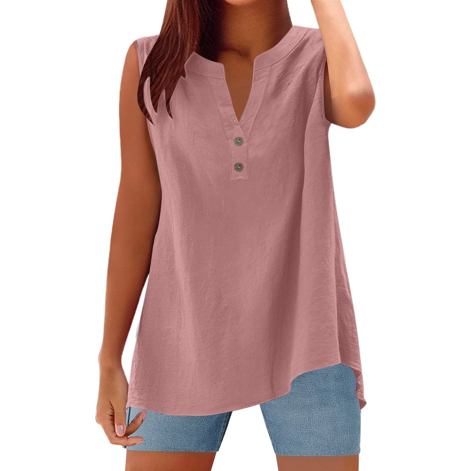 Womens Tops Sleeveless For Wear Features Button Closure Ideal Womens ...