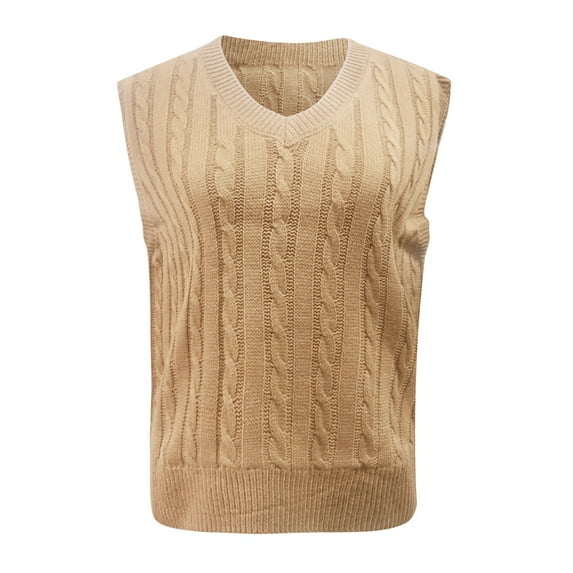 Womens Tops Solid Color Knit Vest Pullover V Neck Sleeveless Sweater Acrylic Fiber Material Regular Version Navel-Length 1Pc Vest Plus Size Fall Tops