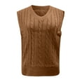 thumbnail image 1 of Womens Tops Solid Color Knit Vest Pullover V Neck Sleeveless Sweater Acrylic Fiber Material Regular Version Navel-Length 1Pc Vest Plus Size Fall Tops, 1 of 5