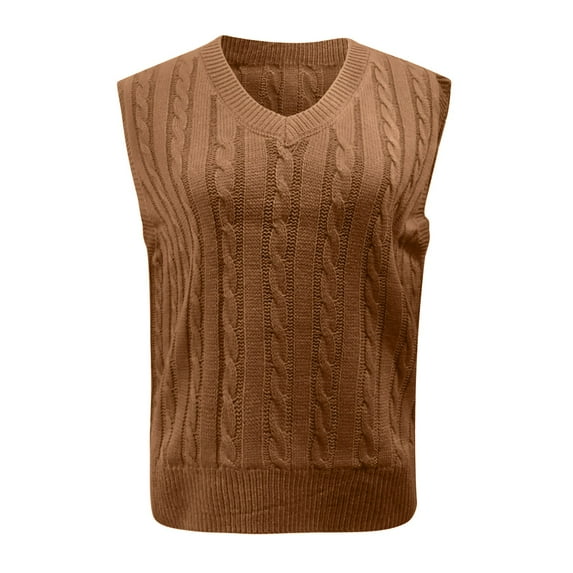 Womens Tops Solid Color Knit Vest Pullover V Neck Sleeveless Sweater Acrylic Fiber Material Regular Version Navel-Length 1Pc Vest Plus Size Fall Tops