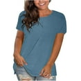 thumbnail image 1 of Womens Tops Solid Color O-Neck Short Sleeve Pullover Tops clothes under $10.00, 1 of 5