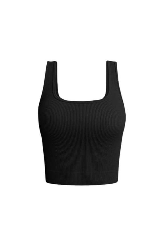 Womens Tops Solid Color Ribbed Seamless Sleeveless Top Nylon Spandex Blend Yoga Running Workout Undershirt M Size Tank Tops for Women