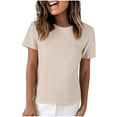 thumbnail image 1 of Womens Tops Solid Color Short Sleeved Round Neck Pullover Casual And Fashionable Top Plus Size Women Tops Summer Blouses for Women, 1 of 7