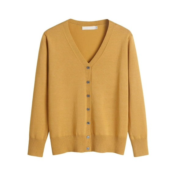 Womens Tops Solid Tone Buttoned Mercerized Cotton Loose Sweater With Cardigan Jacket Thermal Underwear Top Cotton 1*Cardigan M Womens Fall Tops