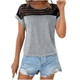 thumbnail image 1 of Womens Tops Spring Ladies Tops and Blouses Womens Lace Cap Sleeve Summer Tops Hollow Out Crew Neck Loose Fitted T Shirt Dressy Casual Crop Tunic for Work, 1 of 9