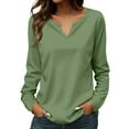 thumbnail image 1 of Womens Tops Spring Long Sleeve Tunic Top V Neck Casual Elegant Blouses Cotton Blend Fabric Lightweight Breathable Wrinkle-Resistant 3Xl Sweaters For Women, 1 of 6