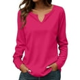 thumbnail image 1 of Womens Tops Spring Long Sleeve Tunic Top V Neck Casual Elegant Blouses Cotton Blend Fabric Lightweight Breathable Wrinkle-Resistant 3Xl Sweaters For Women, 1 of 6