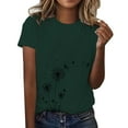 thumbnail image 1 of Womens Tops Spring Round Neck Dandelion Printed Loose Casual Short Sleeved T Shirt Soft Lightweight Breathable Polyester & Spandex 1Pc Top M Shirts for Women, 1 of 5