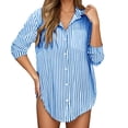 thumbnail image 1 of Womens Tops Striped Button Long Sleeve Pocket Comfortable Relaxed Fit Versatile Womens Athletic Tops,Blue,L, 1 of 6