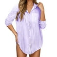thumbnail image 1 of Womens Tops Striped Button Long Sleeve Pocket Comfortable Relaxed Fit Versatile Womens Athletic Tops,Purple,S, 1 of 6