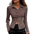 thumbnail image 1 of Womens Tops Striped Lapel Long Sleeved Slim Button Down Shirt Work Commuting Casual Elegant Top Blouses for Women Dressy Casual, 1 of 6