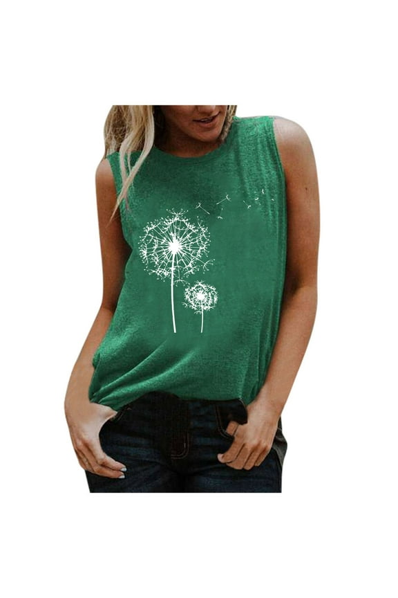Womens Summer Tops, Dandelion Muscle Tank Top Women Meditation Yoga Shirts Summer Vacation Graphic Tank Top Sleeveless Tees Vest