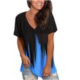 thumbnail image 1 of Womens Tops Summer 2022,Women's Shirts V-Neck Summer Tops T Shirt Short Sleeve Color Block Flame Printing Loose Fit Tunic Blouses, 1 of 6