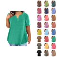 thumbnail image 1 of Womens Tops Summer Blouses for Women Plus Size Fashion Casual Spring Summer Short Sleeve V-Neck Blouses & Shirts Tunic Tops, 1 of 7