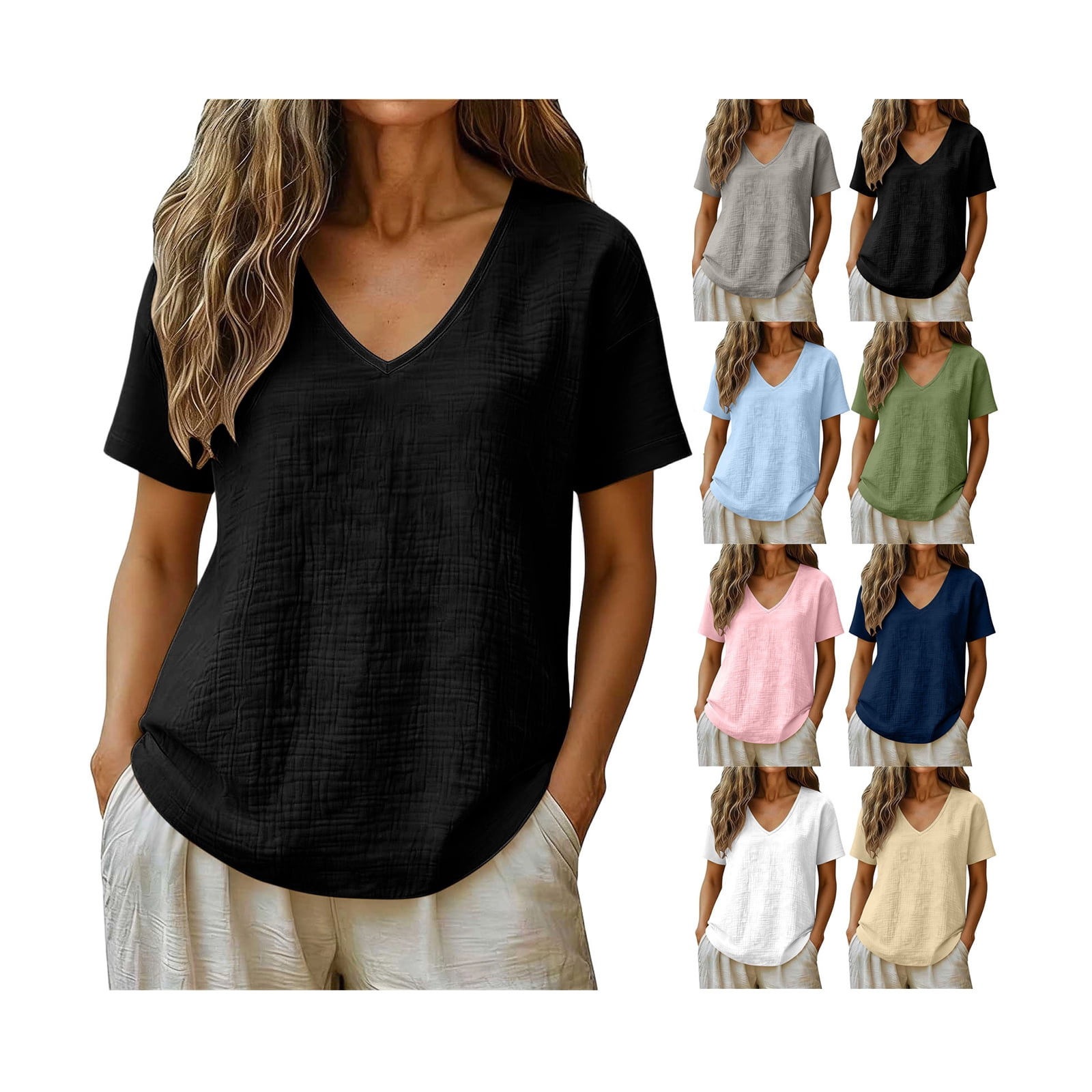 JTZGDY T-Shirts for Women Cute Flower Print Summer 3/4 Sleeve Crew