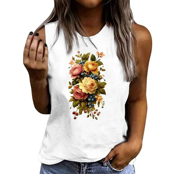 Womens Tops Summer Casual Short Sleeve Blouse Round Neck Loose Fashion Sleeveless T Shirt