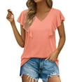 thumbnail image 1 of Womens Tops, Summer Clearance Women Fashion Solid Casual V-Neck Short Sleeve Loose T-Shirt Blouse Tops, 1 of 4