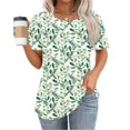 thumbnail image 1 of Womens Tops,Summer New Fashion Floral Prints Top Loose Round Neck Chest Pleated Shirts Womens Casual Short Sleeve Blouses Pullover Tops, 1 of 6