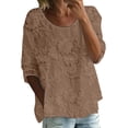 thumbnail image 1 of Womens Tops Summer Print Round Neck 3/4 Sleeve Loose Tee Spring Tops for Women, 1 of 4