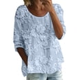 thumbnail image 1 of Womens Tops Summer Print Round Neck 3/4 Sleeve Loose Tee Spring Tops for Women, 1 of 4
