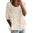 thumbnail image 1 of Womens Tops Summer Print Round Neck 3/4 Sleeve Loose Tee Spring Tops for Women, 1 of 4