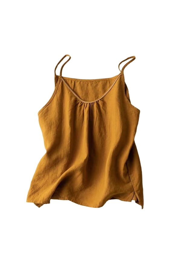 Womens Tops Summer Pure Cotton Suspender Vest Women's Cotton Linen Solid Color Base Wear Art Retro Thin Loose Top Vest Suspender Strap