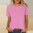 thumbnail image 1 of Womens Tops Summer Short Sleeve Crew Neck Blouses Business Casual Loose Fit Tshirts Trendy Fashion Outfits Hot Pink XL, 1 of 7