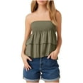 thumbnail image 1 of Womens Tops Summer Solid Color Sleeveless T Shirts Leisure Loose Fit Strapless Summer Shirts, 1 of 6