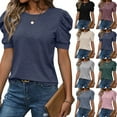 thumbnail image 1 of Womens Tops Summer Sweater Long Tunic Dressy Casual Blouses Business Cute Trendy Short Sleeve Shirt,Navy S, 1 of 6