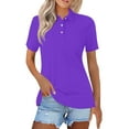 thumbnail image 1 of Womens Tops Summer Tops Fashion Casual Short Sleeve Button Down Collared T Shirts Loose Fit Blouses Mesh Material Daily/Work/Outings Soft Breathable Package Size 30X30X1Cm M Shirts for Women, 1 of 7