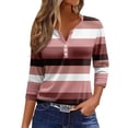 thumbnail image 1 of Womens Tops Summer Tops For Women Casual Cute V Neck 3/4 Length Sleeve Loose Fit Tunics Graphic Tees Blouses Womens T Shirts, 1 of 7