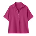 thumbnail image 1 of Womens Tops Summer Tops For Women Casual V Neck Pullover Mid Sleeve Button Down Blouses Womens T Shirts, 1 of 7