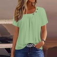 thumbnail image 1 of Womens Tops Summer Tops for Women Solid Color for Women O-Collar Short Sleeve Comfy Womens Tops Tshirtss Shirts for Women Kagetolytai Green 2XL, 1 of 6