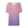 thumbnail image 1 of Womens Tops Summer Vacation Fashion V Neck Short Sleeved Shirt Casual Loose Com fortable Tunic Ruched Waist Irregular Hem Polyester & Spandex 1Pc T-Shirt Xl Shirts for Women, 1 of 4