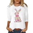 thumbnail image 1 of Womens Tops T-Shirts Bunny Print Three Quarter Sleeve Blouse Boho Shirts, 1 of 2
