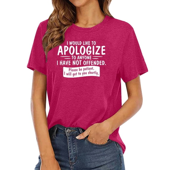 Womens Tops T-Shirts Graphic Letter Print Loose Fit Short Sleeve Crewneck Tees