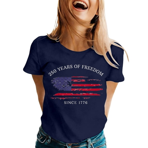 Womens Tops T-Shirts Graphic Print Anniversary Lettering Short Sleeve Casual Trendy Shirts