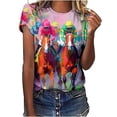 thumbnail image 1 of Womens Tops T-Shirts Graphic Print Short Sleeve Crewneck Tees Women's Clothing, 1 of 3