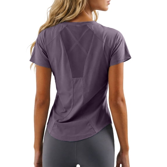 Womens Tops T-Shirts Lightweight Breathable Yoga Slim Fit Athletic Short Sleeve Running Boho Shirts