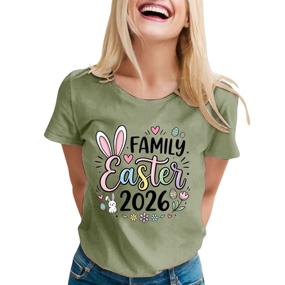 Womens Tops T-Shirts Printed Crew Neck Short Sleeve Boho Shirts