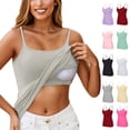thumbnail image 1 of Womens Tops, Tank Top with Built in Bra 2026, Summer Spaghetti Strap Sports Camisoles, Sleeveless Cami Tops , #04 Light Gray 6XL, 1 of 7