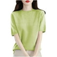 thumbnail image 1 of Womens Tops Tbopshirt Summer Tops for Women,Plus Size T Shirts,Woman Round Neck Solid Color Capless Fashion Fallow Commuting Jacket,Short Sleeve Blouses, 1 of 3