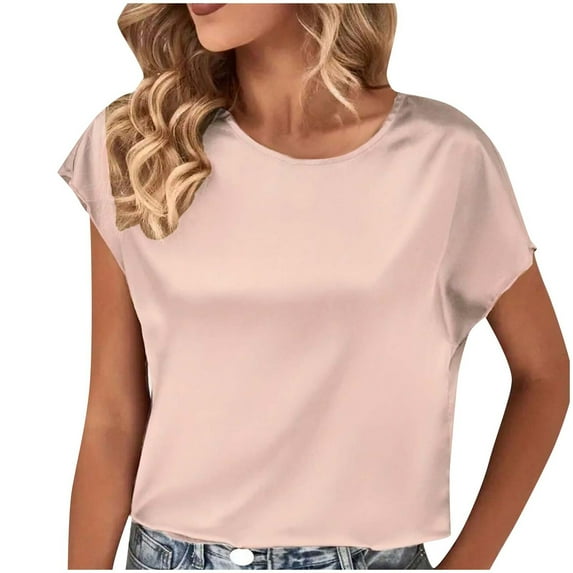 Womens Tops Tbopshirt Summer Tops for Women,Plus Size T Shirts,Women's Casual Solid Color Short-Sleeved Crew-Neck Top,Short Sleeve Blouses