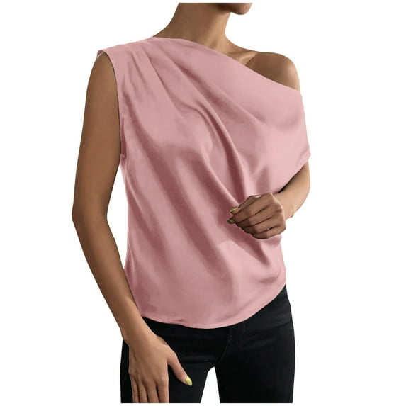 Womens Tops Tbopshirt Summer Tops for Women,Plus Size T Shirts,Womens Fashion Skew Collar Solid Casaul Tops T-shirt,Short Sleeve Blouses