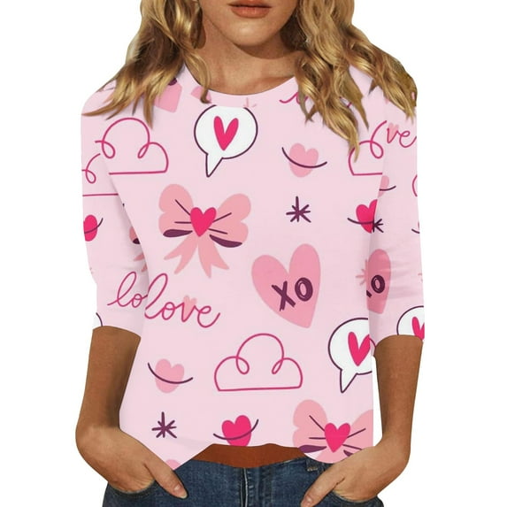 Womens Tops Tees For Women Women's Fashion Casual Round Neck Long Sleeve Printed T Shirt Top T-Shirts For Women